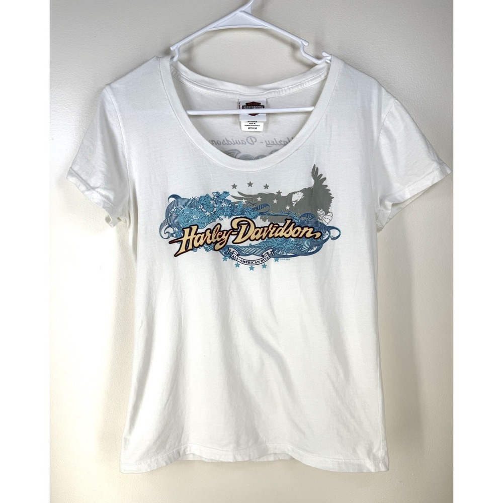 harley‎ davidson womens t shirt All American Diva Jamaica Medium Eagle Heart